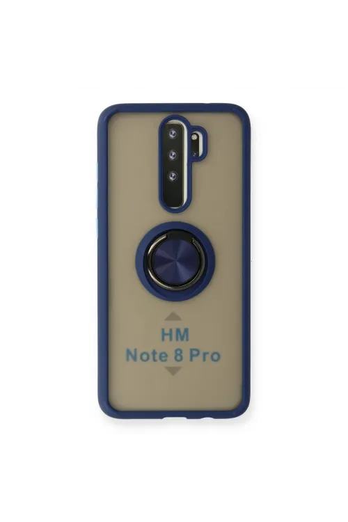 Xiaomi Redmi Note 8 Pro Kılıf Montreal Yüzüklü Silikon Kapak - Lacivert