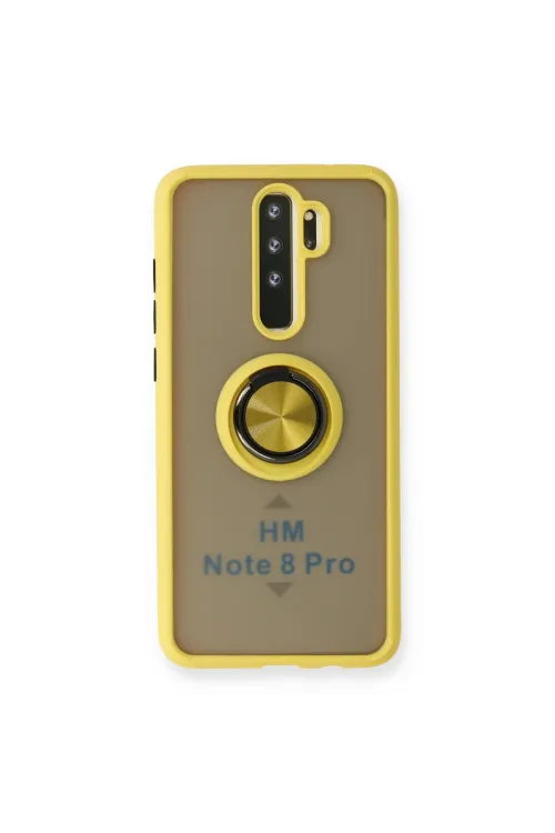 Xiaomi Redmi Note 8 Pro Kılıf Montreal Yüzüklü Silikon Kapak - Sarı
