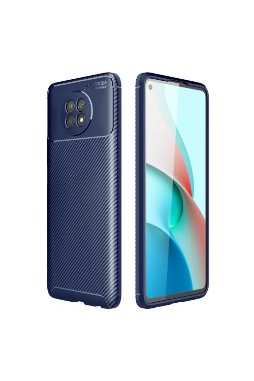 Xiaomi Redmi Note 9 5g Kılıf Auto Focus Karbon Kapak - Lacivert