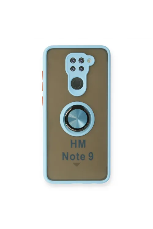 Xiaomi Redmi Note 9 Kılıf Montreal Yüzüklü Silikon Kapak - Buz Mavi