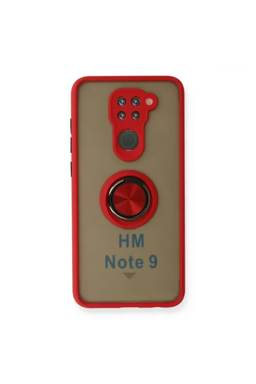 Xiaomi Redmi Note 9 Kılıf Montreal Yüzüklü Silikon Kapak - Kırmızı