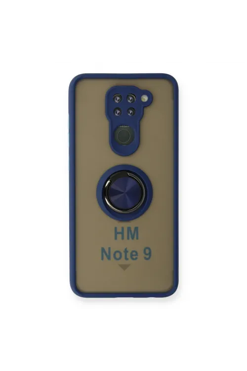 Xiaomi Redmi Note 9 Kılıf Montreal Yüzüklü Silikon Kapak - Lacivert