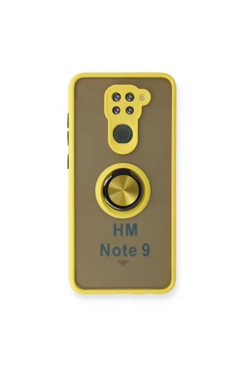 Xiaomi Redmi Note 9 Kılıf Montreal Yüzüklü Silikon Kapak - Sarı
