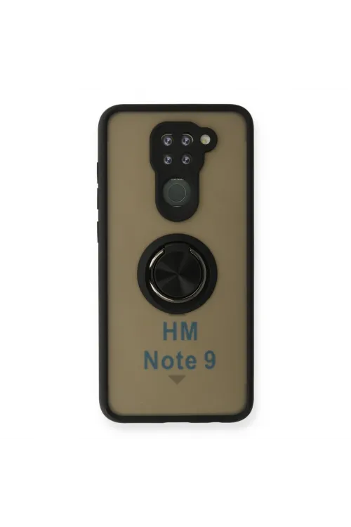 Xiaomi Redmi Note 9 Kılıf Montreal Yüzüklü Silikon Kapak - Siyah