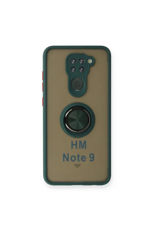 Xiaomi Redmi Note 9 Kılıf Montreal Yüzüklü Silikon Kapak - Yeşil