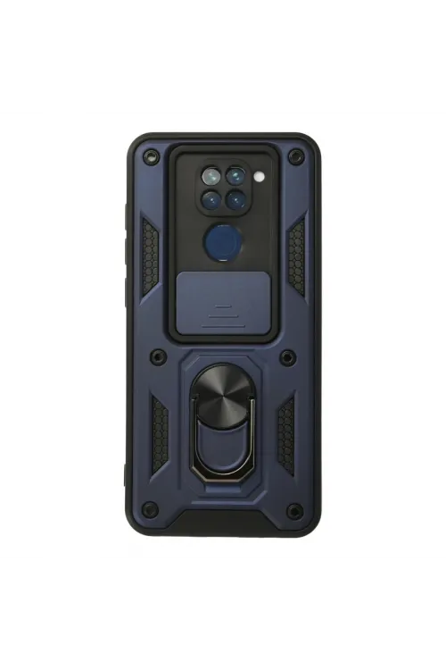 Xiaomi Redmi Note 9 Kılıf Pars Lens Yüzüklü Silikon - Lacivert
