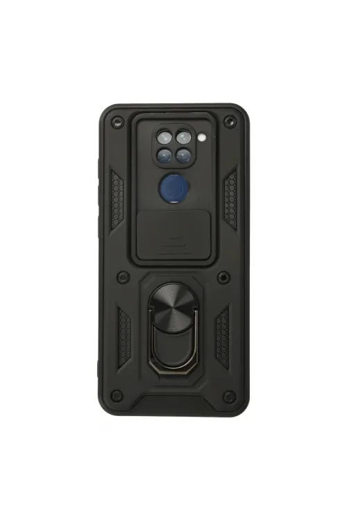 Xiaomi Redmi Note 9 Kılıf Pars Lens Yüzüklü Silikon - Siyah
