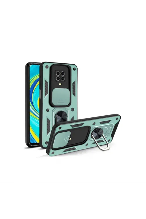 Xiaomi Redmi Note 9 Pro Kılıf Pars Lens Yüzüklü Silikon - Yeşil
