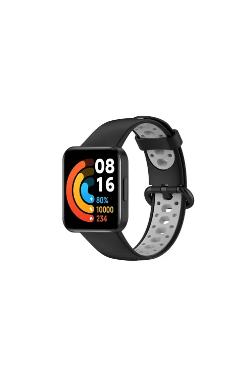 Xiaomi Redmi Watch 2 Spor Delikli Kordon (saat Değildir) - Siyah-gri
