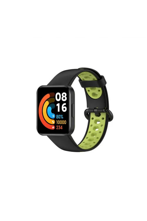 Xiaomi Redmi Watch 2 Spor Delikli Kordon (saat Değildir) - Siyah-yeşil