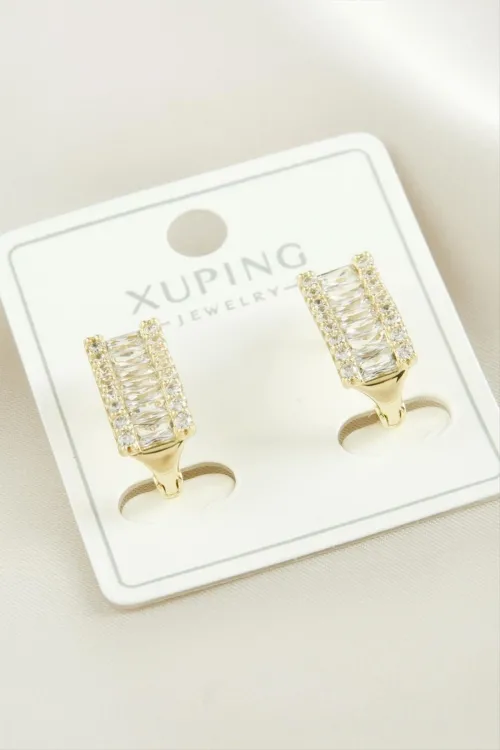 Xuping Baget Taşlı Lüks Çelik Küpe