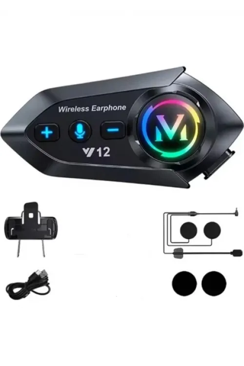 Y12  Motor Kask Kulaklık Rgb Modlu Radyolu Motosiklet Kulaklık 5.3 Bluetooth Intercom