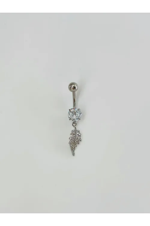 Yaprak Detaylı Sallantılı Göbek Piercing - Pg0111
