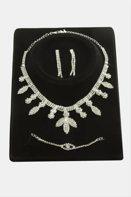 Yaprak Taşlı Lüks Set Kolye
