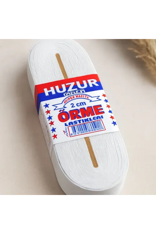 Yassı Geniş Paça Lastik 2 cm Beyaz - 10 m