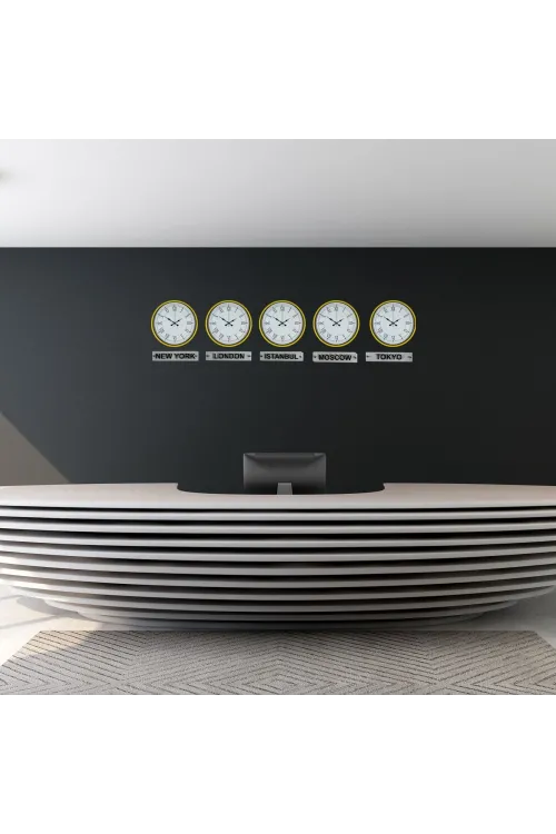 Yellow Line 5’li 36 Cm Tabelalı Dünya Saatleri