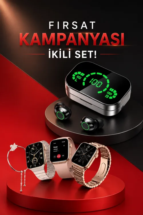 Yeni Nesil Kaliteli Akıllı Saat Ve Kablosuz Bluetooth Kulaklık Yüksek Ses Kaliteli