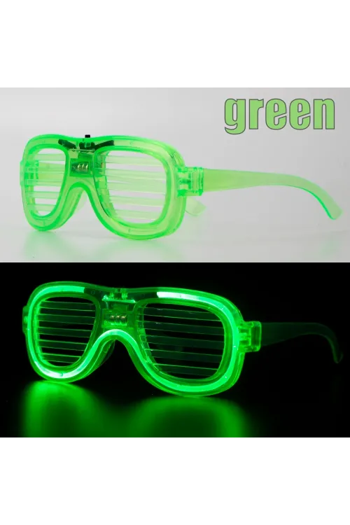 Yeşil Led Işıklı Parti Gözlüğü – Neon Glow Şerit Gözlük 3 Modlu