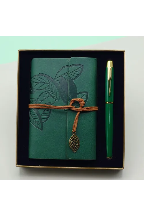 Yeşil Renk Defter Kalem Kutulu Set