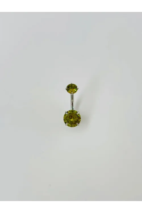 Yeşil Taşlı Göbek Piercing - Pg0046