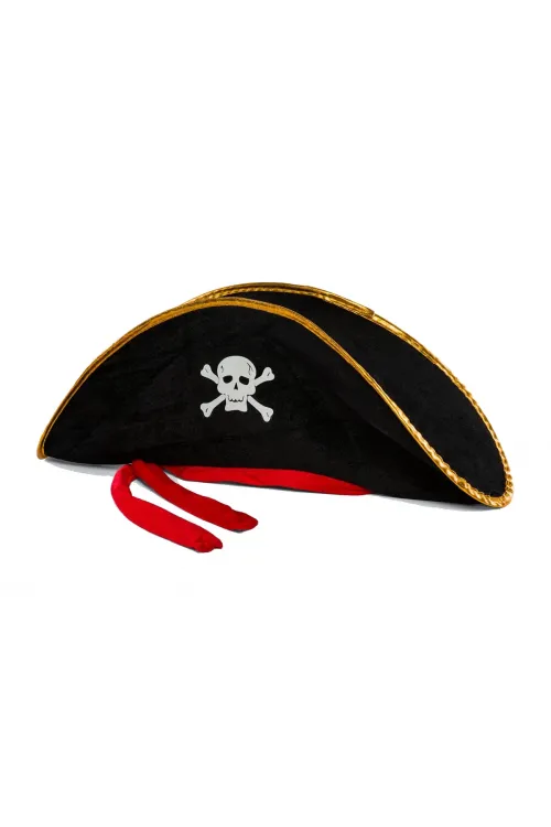 Yetişkin Boy Kadife Jack Sparrow Denizci Kaptan Jack Korsan Şapkası 50X20 CM