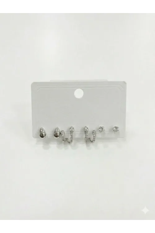 Yılan Detaylı Altılı Küpe - Kp00609