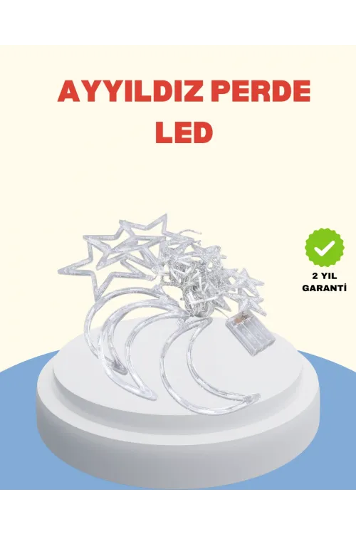 Yıldız Ay Tasarımlı Prizli Perde Led Işık İç Mekan Dekoru