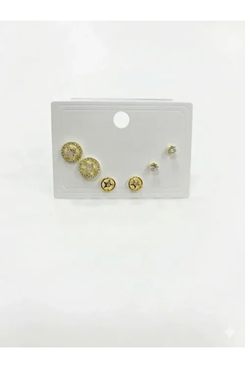 Yıldız Detaylı Altılı Küpe - Kp00603