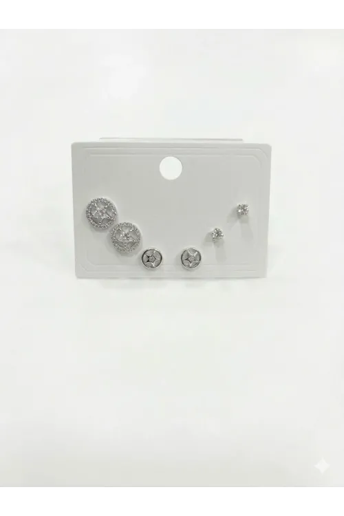Yıldız Detaylı Altılı Küpe - Kp00604