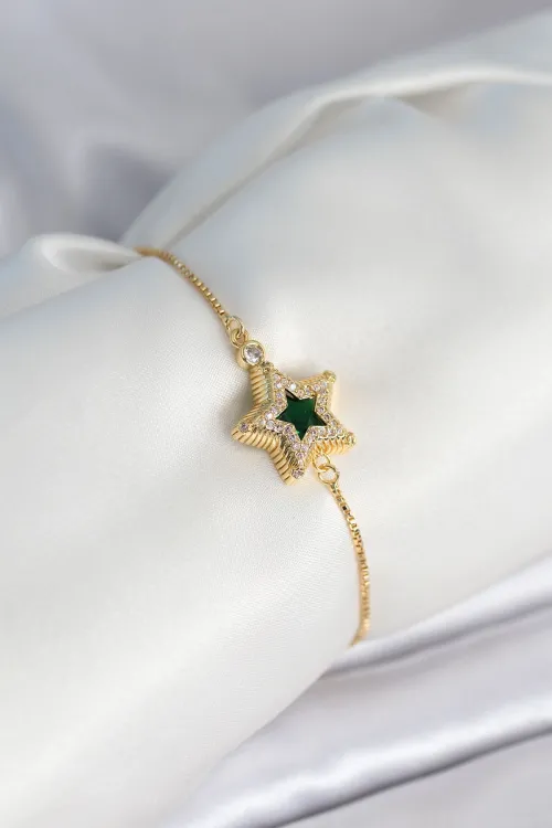 ietaks™ Yıldız Model Asansörlü Gold Renk Kadın Bileklik