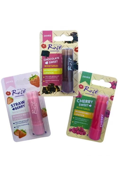 Yoğun Etkili Dudak Koruyucu Nemlendirici Balm Kiraz Çilek Çikolata (3lü Set)
