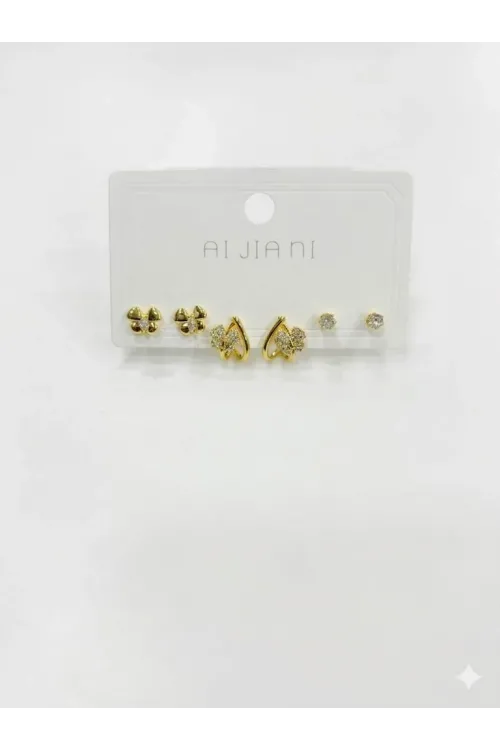 Yonca Detaylı Altılı Küpe - Kp00590