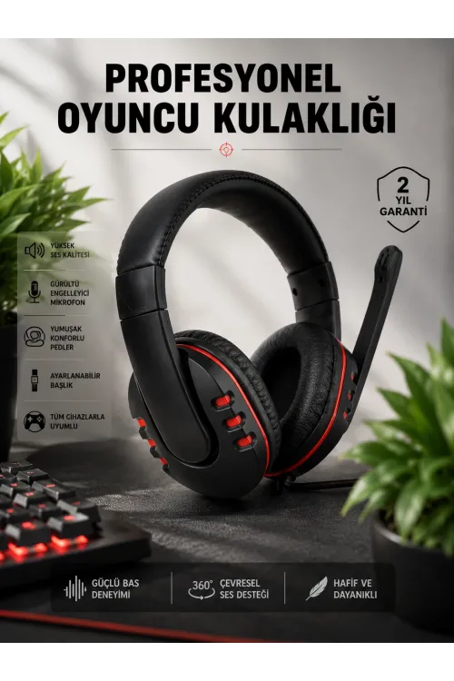 Yüksek Ses Kalitesi Ve Aktif Gürültü Engelleme Özellikli Kablolu Mikrofonlu Kulaklık