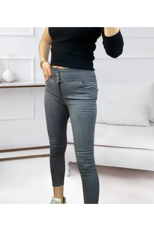 Yüksel Bel Likralı Kot Pantolon (Gri)