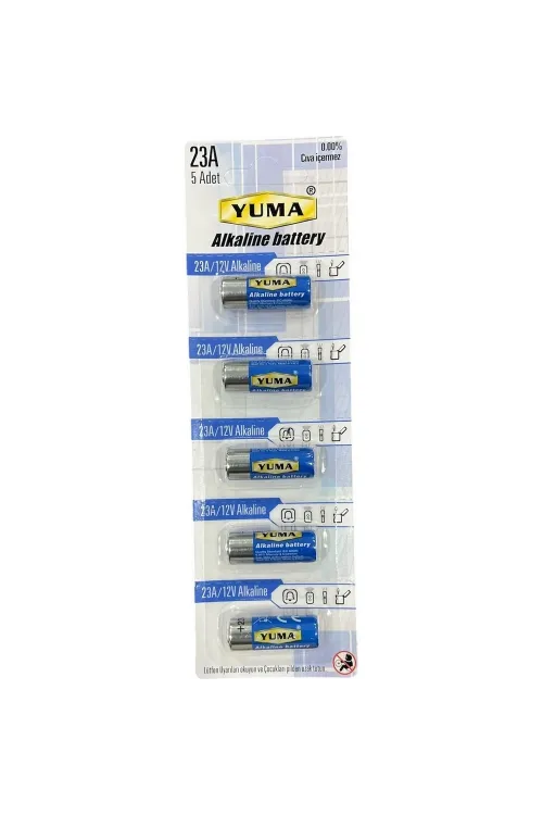 Yuma 23A MN23 V23A V23GA 12 Volt IEGalin Pil 5’li Paket