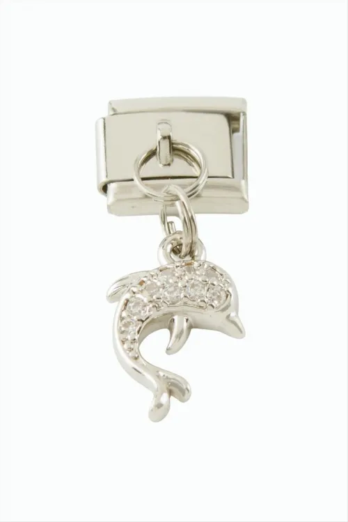 Yunus Zirkon Taşlı Sallatılı Çelik Charm