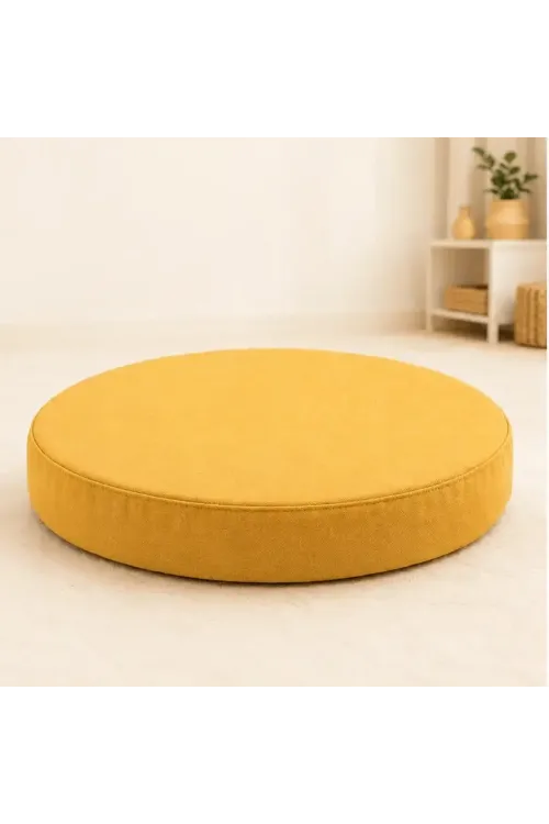 Yuvarlak Blok Minder · 40 × 40 × 7 cm · Hardal