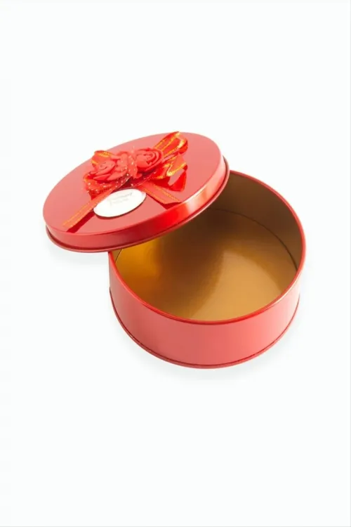 Yuvarlak Boş Kırmızı Metal Kutu 9 cm