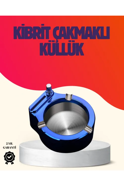 Yuvarlak Metal Küllük Çakmak Entegreli Dayanıklı Yapı