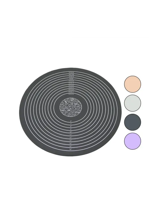 Yuvarlak Renkli Silikon Hamur Matı Ölçek Çizimli 190gr  Çap: 45cm