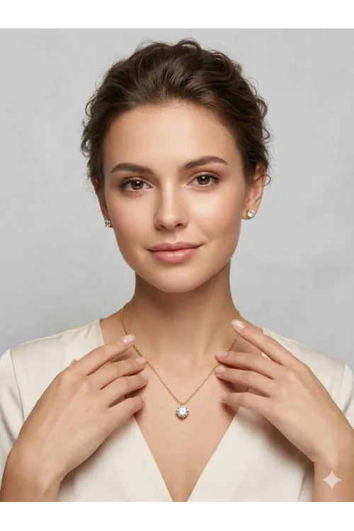 Yuvarlak Tek Taş Detaylı Set - Set0023