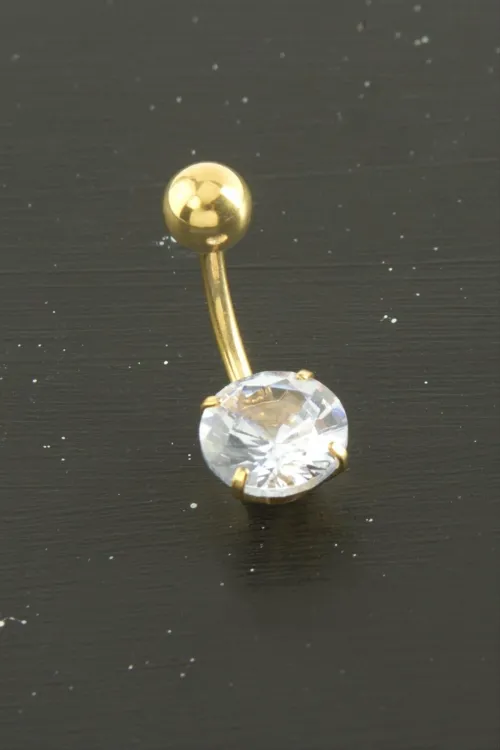 Yuvarlak Zirkon Taşlı Çelik Piercing 1 Adet