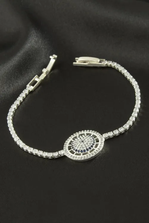 Yuvarlak Zirkon Taşlı Çocuk Bileklik 16 cm