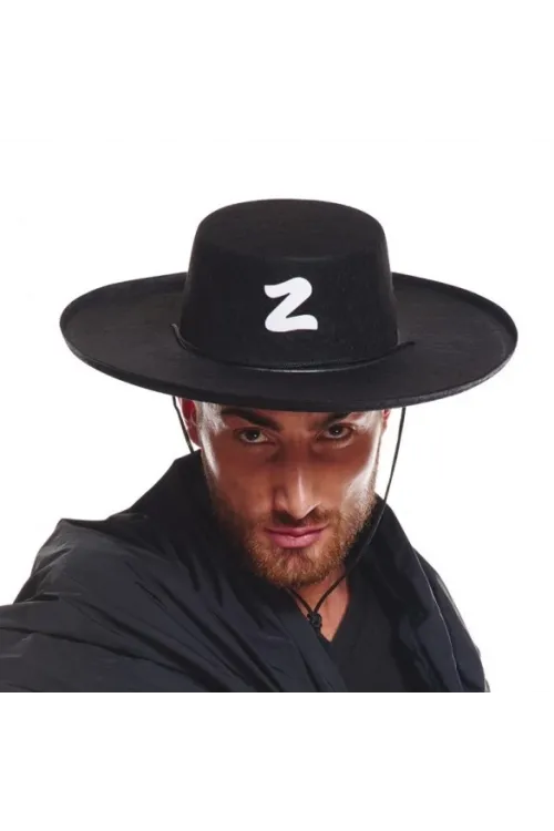 Z Logolu Yetişkin Boy Bağcıklı Zorro Şapkası