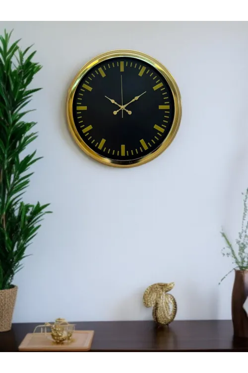 Zarif Klasik Stil 40 Cm Metal Gold Duvar Saati