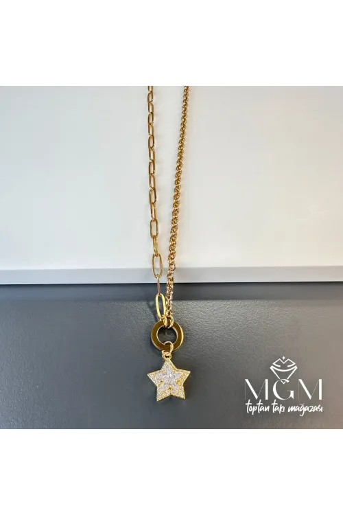 Zincir Çelik Uç Kısmı Pirinç Kolyeler 45 + 5 Cm Uzatma Payı - Kl0089
