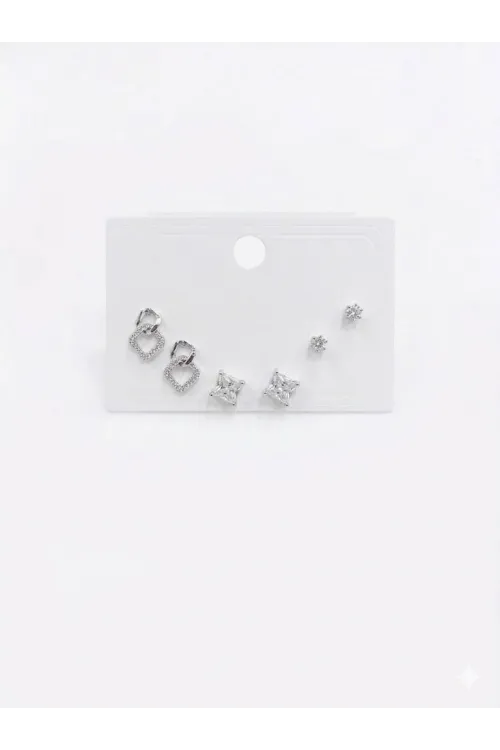 Zincir Detaylı Altılı Küpe - Kp00640