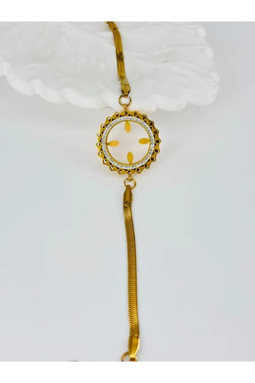 Zirkon Taşlı Çelik  Çelik Bileklikler 17+4 Cm  - Kbl0362