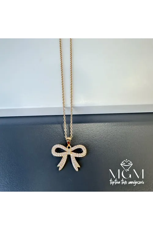Zirkon Taşlı Fiyonk Kolye - Kl0017