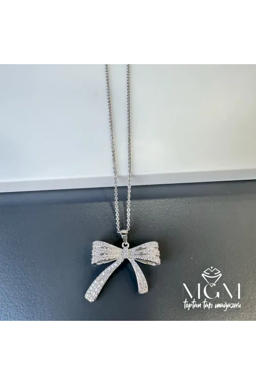 Zirkon Taşlı Fiyonk Kolye - Kl0018